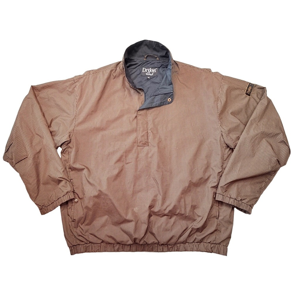 FootJoy DryJoys Men's XL Brown Houndstooth Golf Rain Pullover Jacket
